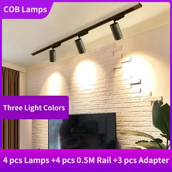 

LED Track Light COB Ceiling Mounted Rail Track Lamps Set 30W LED Spotlight with Slide for Mall for Clothing Store for Exhibition