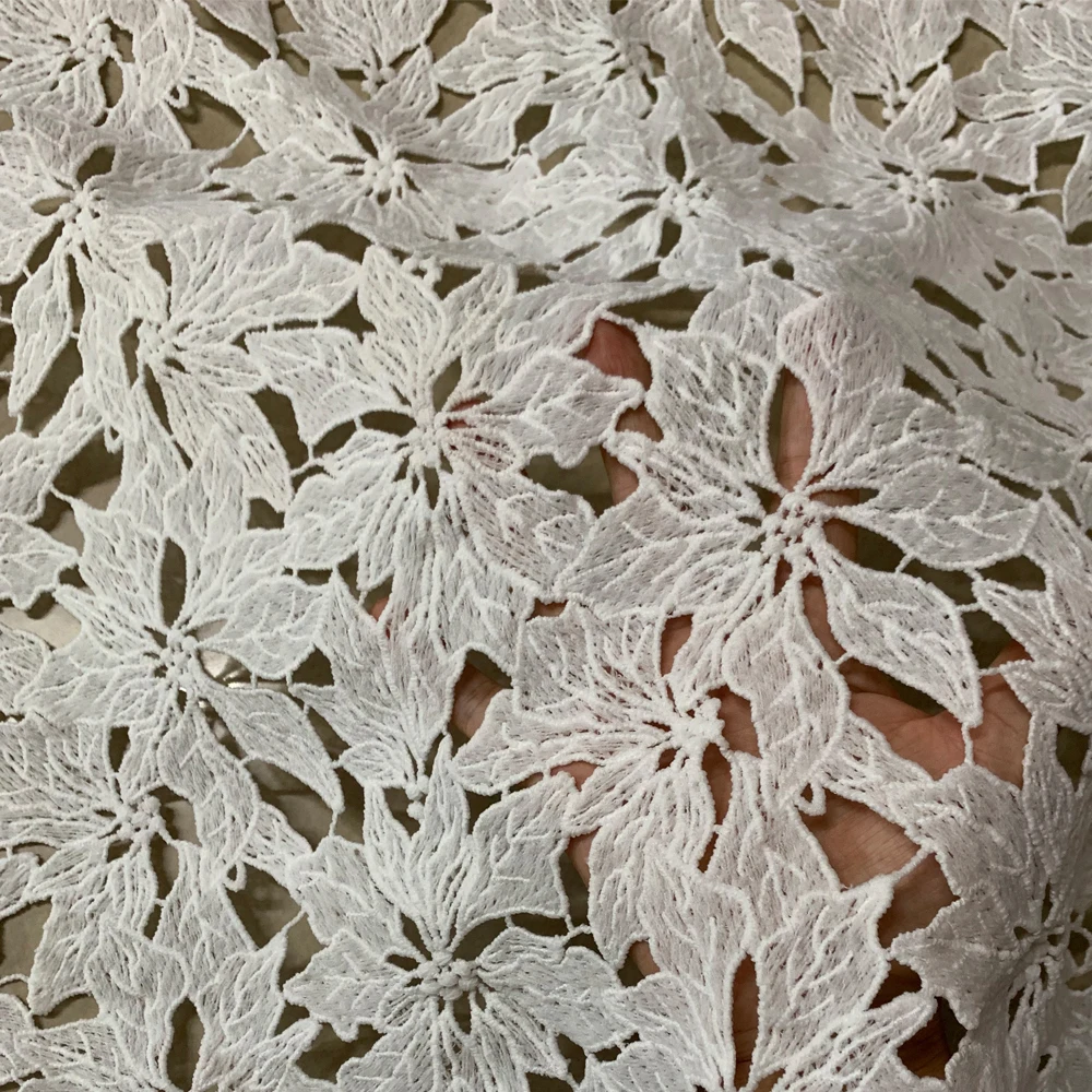 African Cord Lace Fabric Water Soluble Milk Silk French Guipure Lace Sewing Nigerian Wedding Party Dresses 1Yard