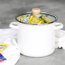 Белый японский стиль Большая Керамическая эмаль суп конджи суп мультяшная чашка кастрюля рисовая бочка грубого помола для хранения пищи стеклянная крышка