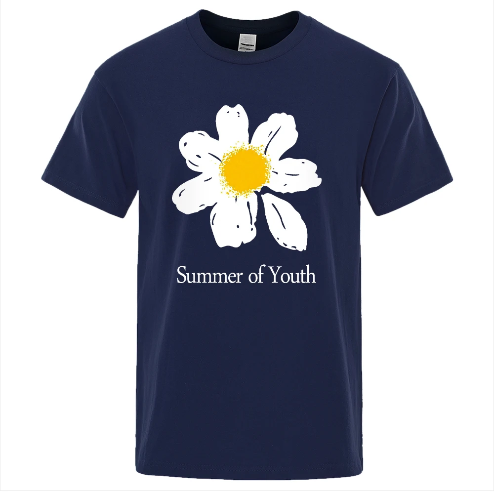 Маленькие белые ромашки печать мужские футболки легкая дышащая Модная одежда с