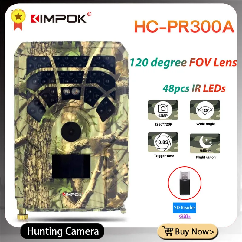 

KIMPOK Trail Camera 12MP Waterproof Wildlife PR300A Camera Infared Night Vision Scout Wild Outdoor Hunting Photo Trap Camera