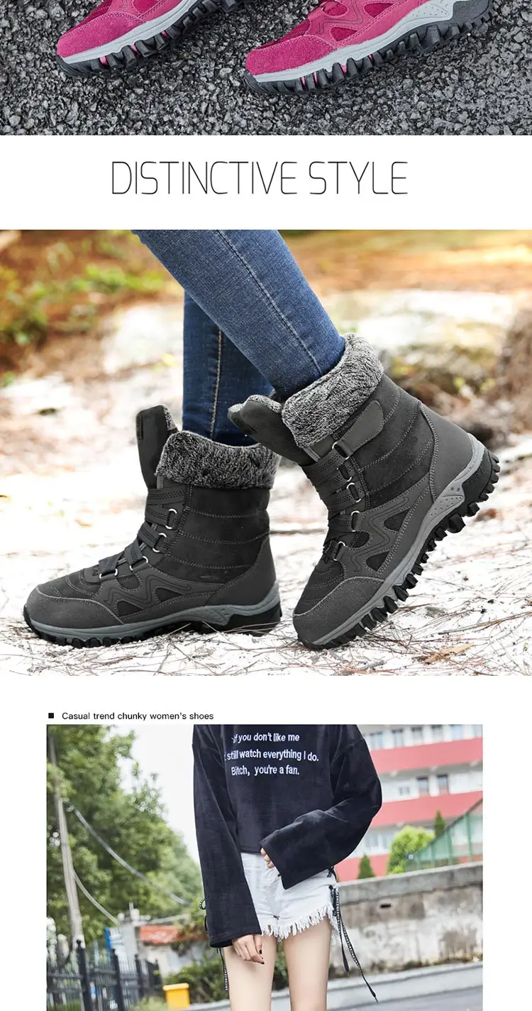 APHIXTA/ г. Зимние ботинки женские модные замшевые женские теплые плюшевые женские ботинки водонепроницаемые ботильоны 35-46