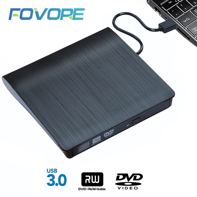 Usb 3.0 magro externo dvd rw cd writer drive leitor de queimador unidades ópticas para computador portátil dvd queimador portatil