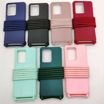 

Candy Color Phone Case Crossbody Necklace Cord Lanyards With Rope For Samsung Galaxy S20 Plus S20 Ultra A51 A71 Soft Cover Coque