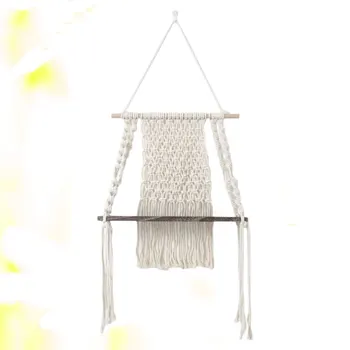 

1Pc Bohemian Style Hanging Carpet with Wooden Stick Creative Tassel Wall Hanging Tapestry Fashion Wall Shelf for Home Bedroom Of