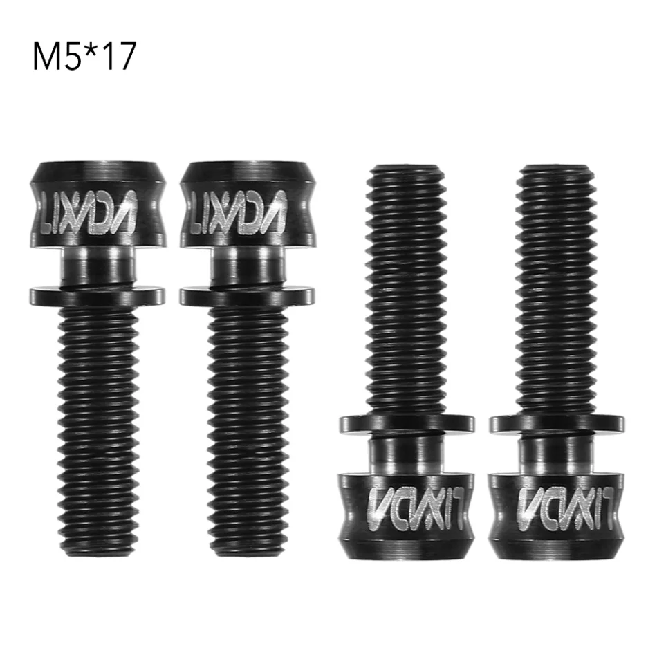 Black M5x17 Сверхлегкий велосипедный титановый сплав крепежные винты аксессуары циклическая застежки 4 шт. велосипедный велосипед стержневые винты шестигранные болты - Цвет: Black M5x17