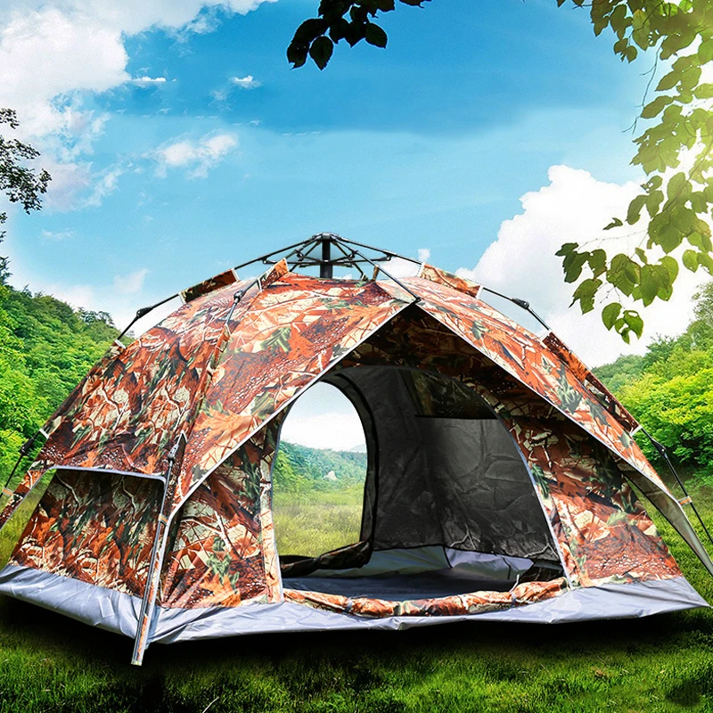 

Automatic 4 Person Pop Up Camouflage Tent Ultralight Large Waterproof Windproof Maple leaf Big Tourist Tents