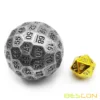 Bescon Solid Metal 100 Sided Dice, Game Dice D100,Giant Polyhedral Metal 100 Sides Dice 50MM in Diameter (1.97in),Ancient Silver 3