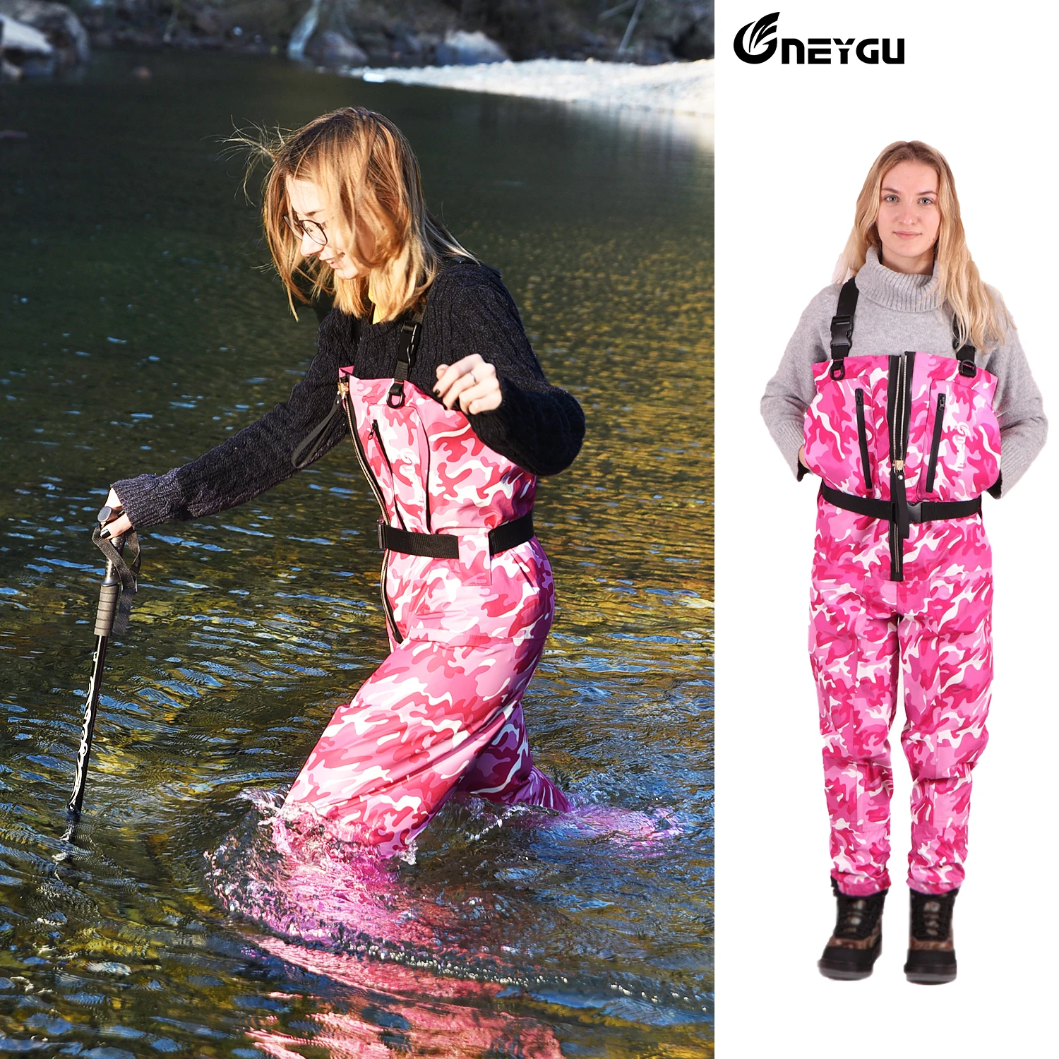 NEYGU women's fishing waders ，waterproof&breathable chest wader with copper  zipper, wear-resistant waders attached socks - AliExpress