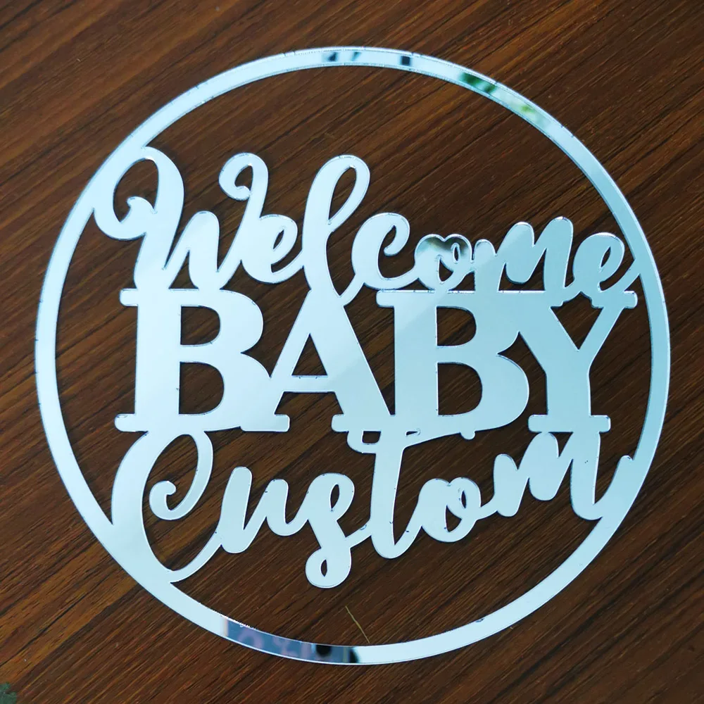 Acrylic Welcome Baby Sign Babyshower Sign Circle Shape Wall Unique Party Gift Decoration Birthday Party Baptism acrylic party decorations