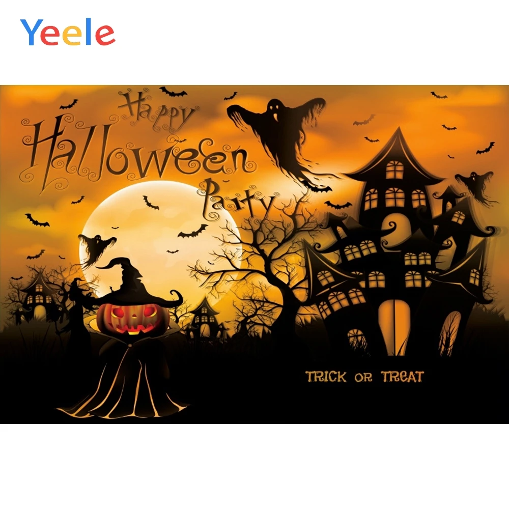 

Halloween Backdrop Moon Castle Bat Trick Or Treat Baby Party Background Photography Backdrops For Photo Studio Vinyl Photophone