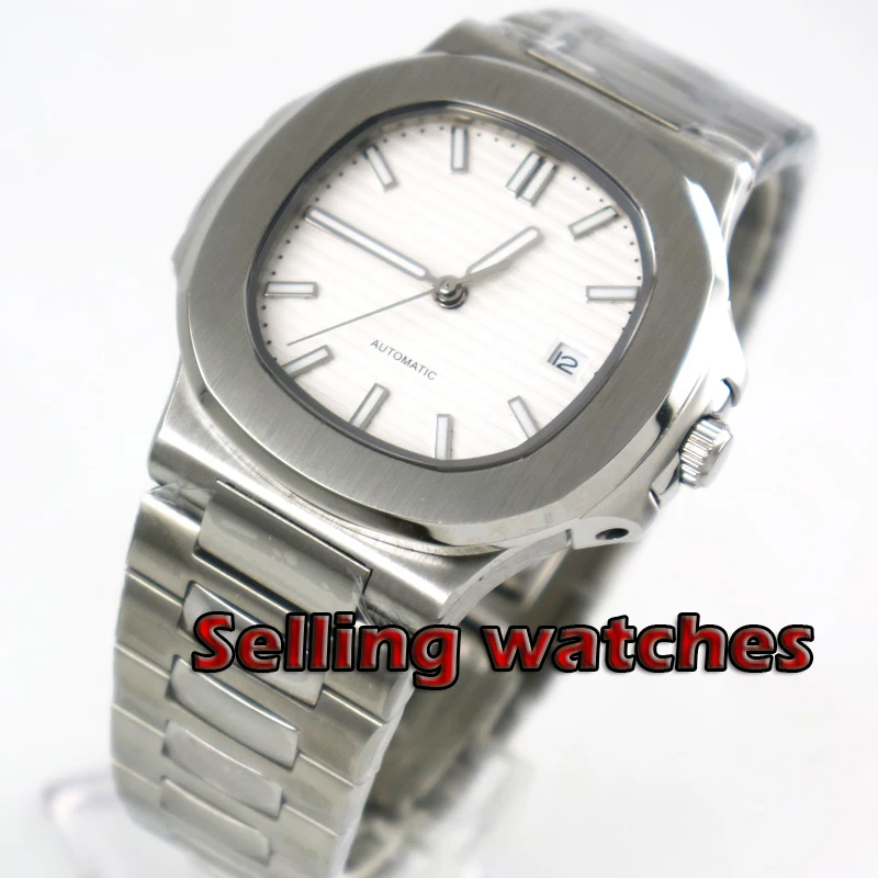 

40mm Sterile White Dial Sapphire Glass Date Steel Case Automatic Movement mens Watch