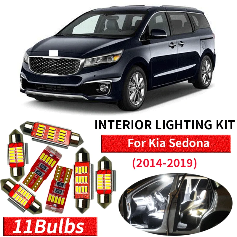 11X белые светодиодные с Canbus Автомобильный интерьер комплект ламп для- Kia Sedona led интерьер КУПОЛ фары багажника