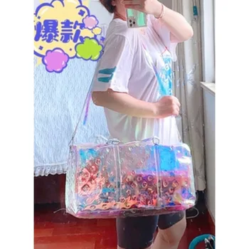 

Travel Holographic Bag Transparent Women Handbag Clear Bag Doorzichtige Chain Shoulder Bags Tas Damskie Holo Dimo Torebki 2020 V