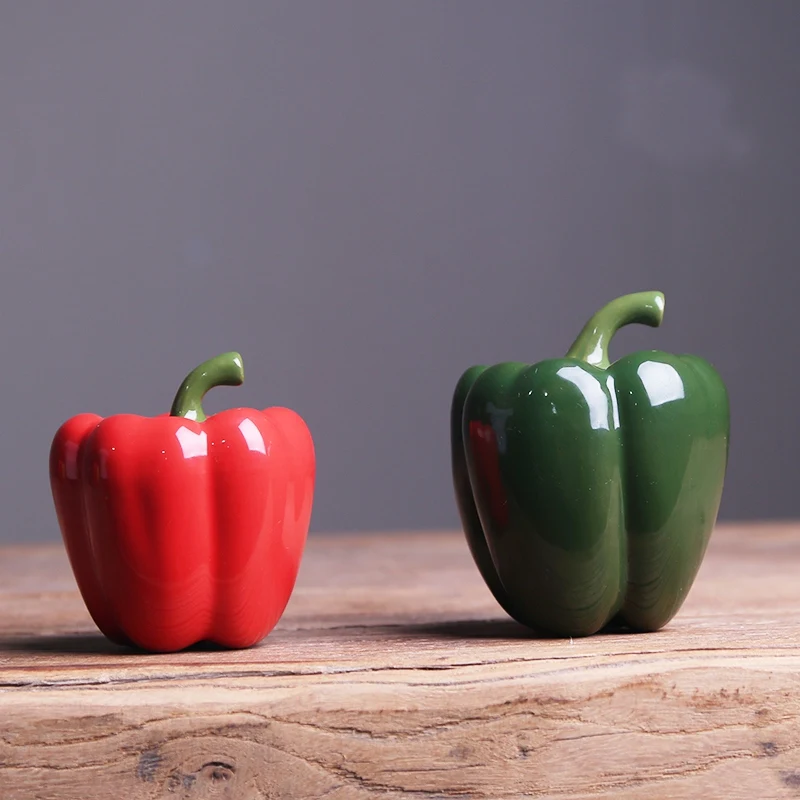 Red Large Pepper Shape Ceramic Tea Can Portable Travel Carry-On Storage Tank Sealed Decoration Restaurant Decoration Home Decor