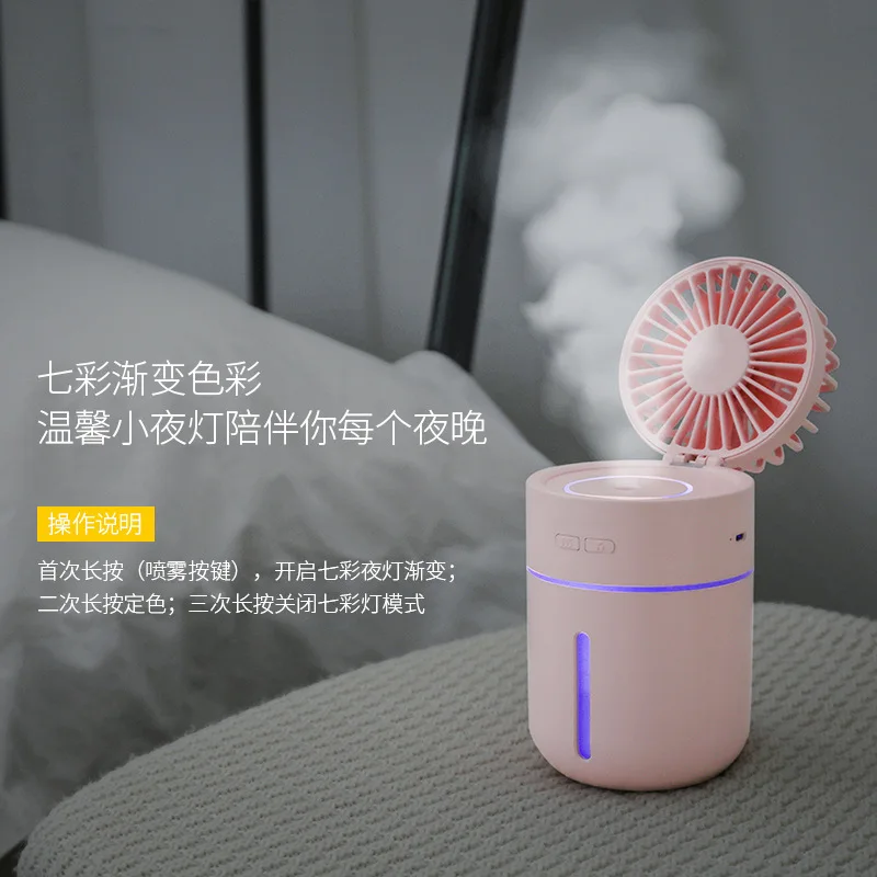 

Creative T9 Fan Humidifier Mini Car Mounted Office Air Cleaner USB Charging Fan Night Light Humidification
