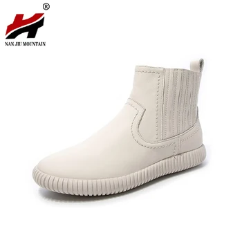 

NAN JIU MOUNTAIN Martin Boots Leather Women's Boots Flat Casual Boots Spring And Autumn Single Boots 2019 New Breathable