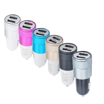 

Small steel gun metal car charger 2.1A dual USB aluminum alloy car multi-function charger