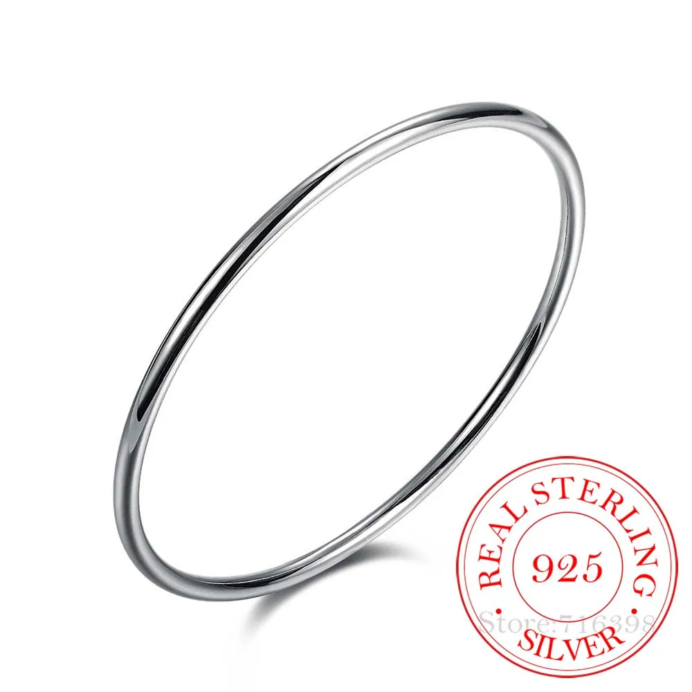 925 Sterling Silver Bracelet Simple Smooth Women