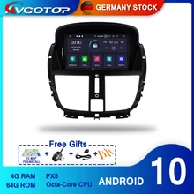 Avgotop android 10 rádio do carro para peugeot 207 207cc 2007-201 gps wifi veículo multimídia sistema
