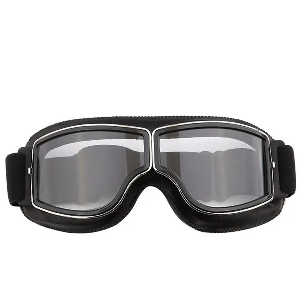 transparent lens Мотоциклетные очки для езды по бездорожью, очки в стиле ретро, кожаные очки, анти-песок, индивидуальные очки, анти-падение - Цвет: transparent lens