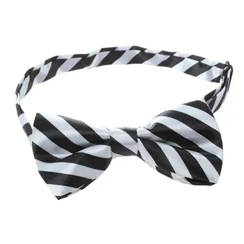 

Fashion Novelty Mens Bowtie Wedding Necktie Black+white stripes
