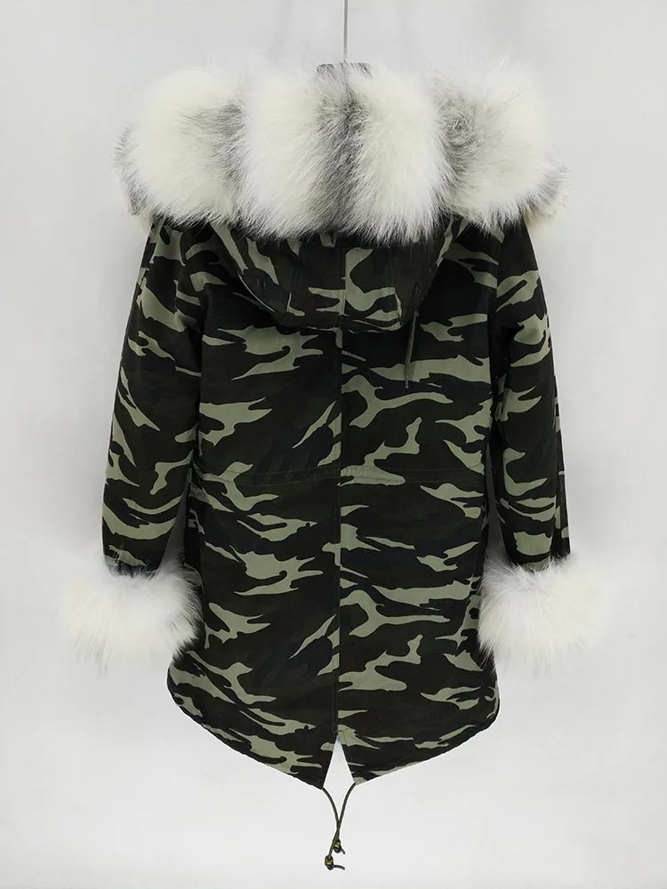 S-7XL, новая зимняя куртка, Женское пальто из натурального меха, длинная парка с воротником из натурального Лисьего меха, верхняя одежда с отстегивающимся мехом