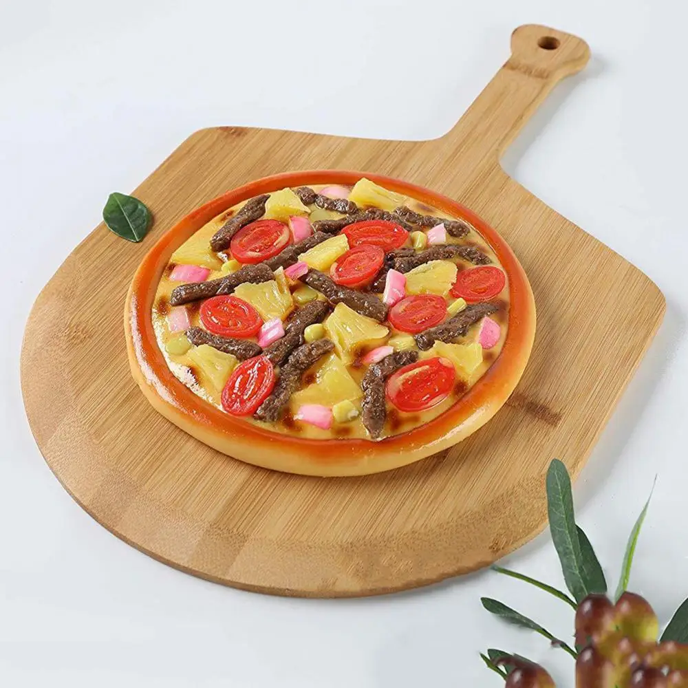 Hot Sale Bamboo Pizza Peel Wood Serving Pan Cheese and Charcuterie Boards Pizza Board Paddle Cutting Board with Handle