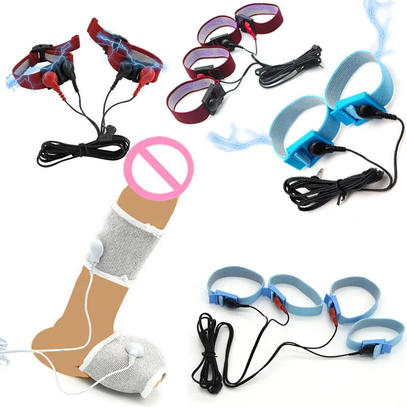 BDSM Electro Shock Conductive Fiber Cock Ring,Electro Stimulation Penis Extender Enlargement Ring,Medical Themed Sex Toy For Men