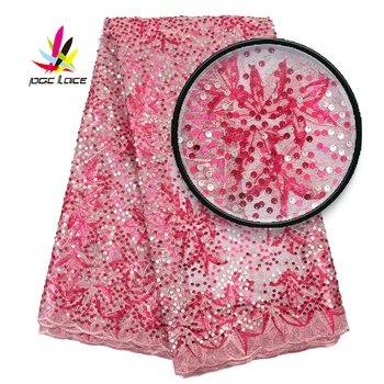 

2019 High Quality African Organza Lace Fabric With Sequins Hot Sale New Design French Tulle Lace Fabric With Sequins AMY3060B