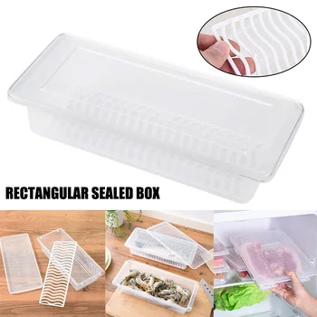 

1/2/3pcs Kitchen Refriger Draining Preservation Box Transparent Plastic Food Container K888