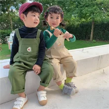 Новинка года, Осенний комбинезон для малышей штаны на подтяжках для малышей однотонный комбинезон для маленьких мальчиков и девочек, милый комбинезон с рисунком, штаны для детей