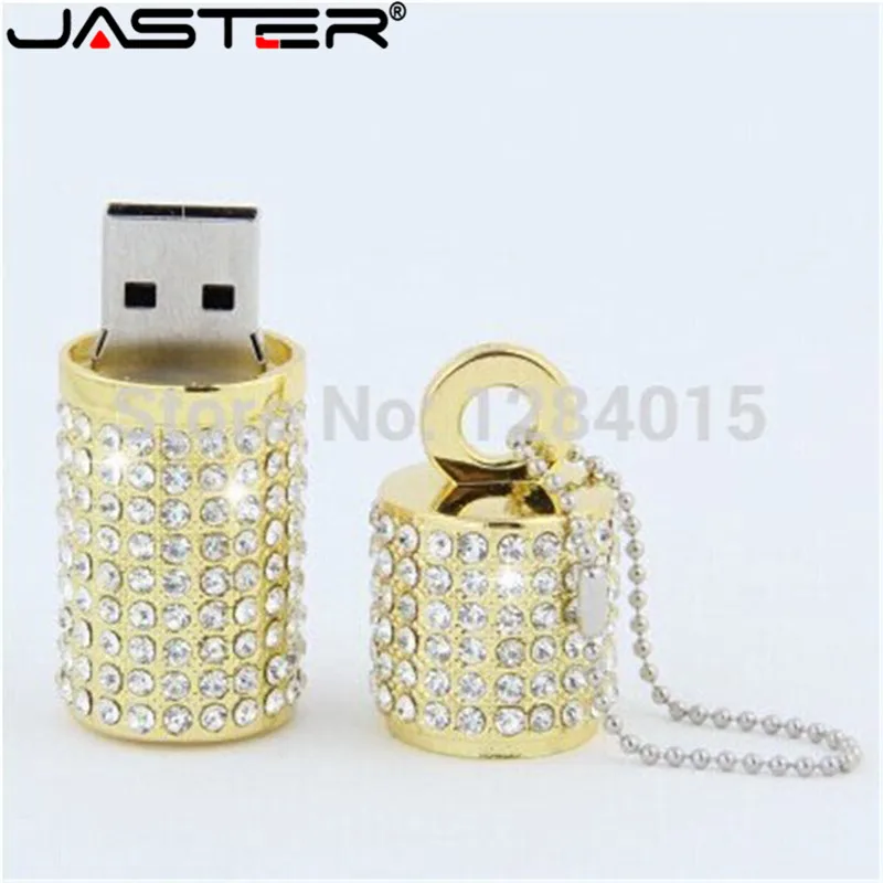 JASTER Хрустальный цилиндрический USB флеш накопитель модный металлический