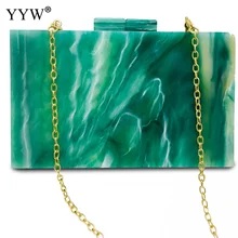 Зеленый мрамор кошелек модная женская сумка-мессенджер акриловый клатч чистый белый наплечный вечерний мешок Свадебная Коктейльная Вечеринка выпускной