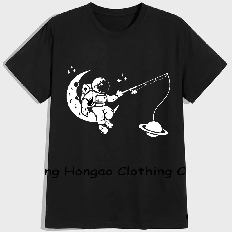 

2021 New Arrivals Astronaut Fishing Women100% Cotton Graphic T Shirts Original And Vintage Fashion Personalized