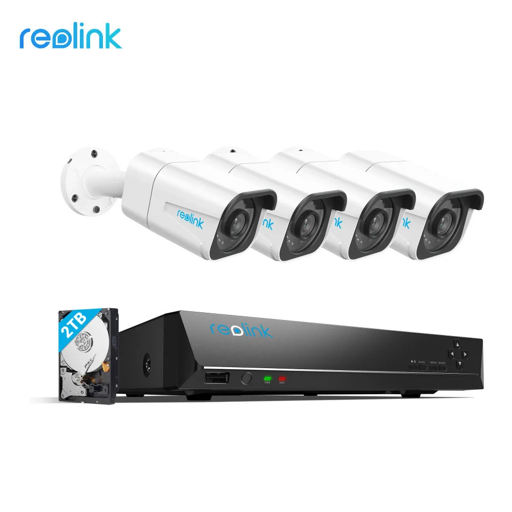 Reolink Camera NVR Kit 4K 8ch 8MP security Cameras plus 8ch 4K NVR 2TB HDD Outdoor IP66 RLK8-800B4