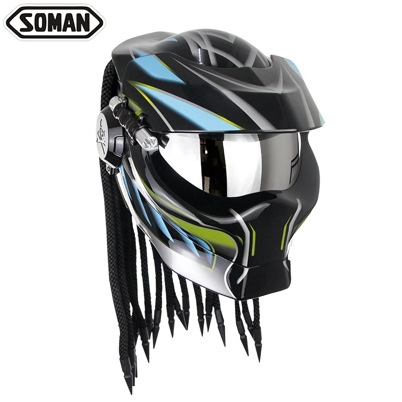 Хищник откидной шлем двигатель мотоциклетный шлем стекловолокно Ironman коса Verspa DOT сертификация Soman 958