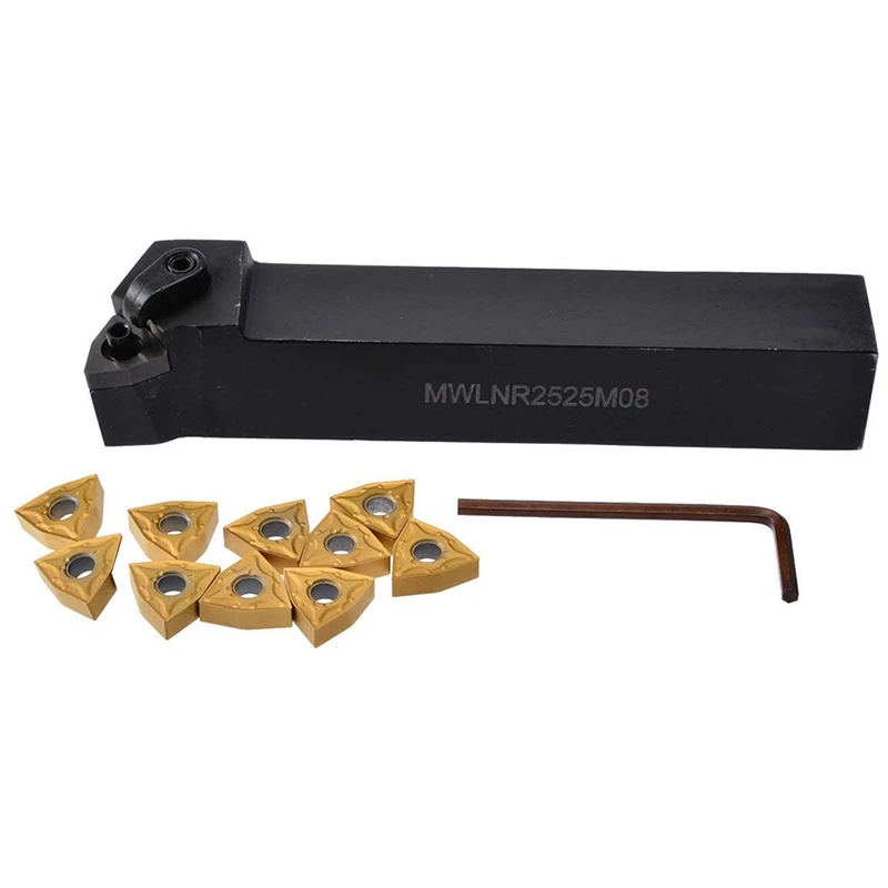 

1Pc WWLNR2525M08 External Boring Bar Tool Holder + 10Pcs WNMG080408 Insert External Turning Tool