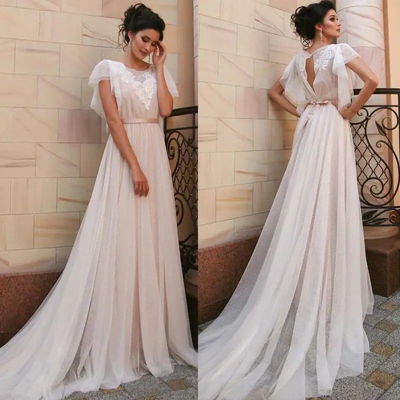 Vestido Novia Boho элегантное богемное свадебное платье с коротким рукавом сексуальное