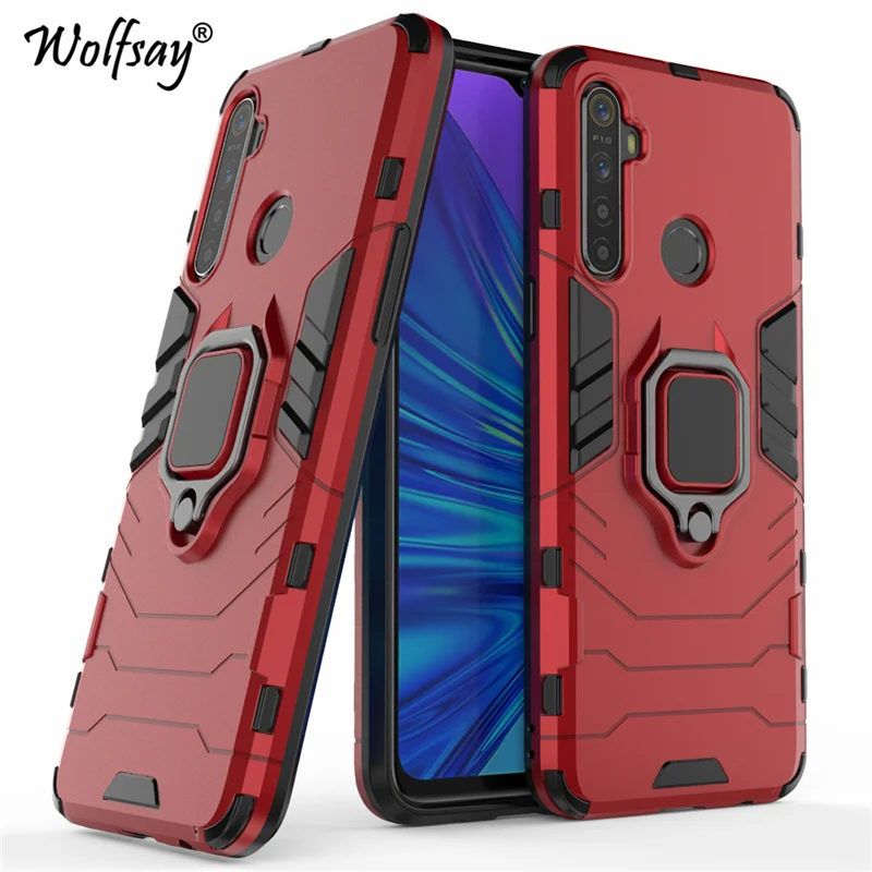 Wolfsay For Oppo Realme 5S Case Armor Magnetic Suction Stand Full Edge Cover Real Me Goyar | Мобильные телефоны и