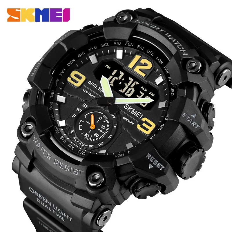 SKMEI Brand Sport Watch Men Waterproof Dual Display Military Chronograph Watches Shock Resistant Alarm Clock montre homme 1637 электрогриль kitfort kt 1637