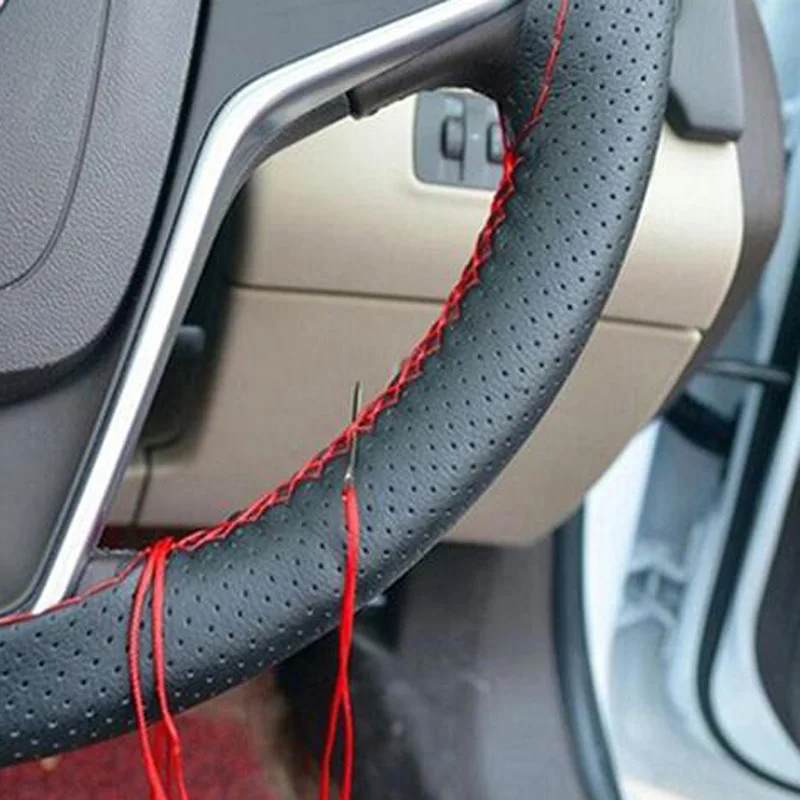 DIY кожаный автомобильный чехол на руль с иглами с резьбой Великобритании высокого качества