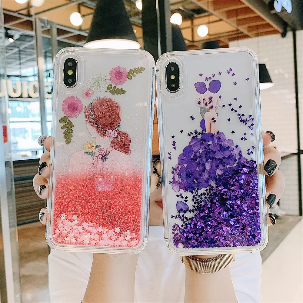 Прозрачный жидкий зыбучий песок чехол для телефона Iphone 11 X XS MAX 6 6PLUS XR 7 8PLUS 3D