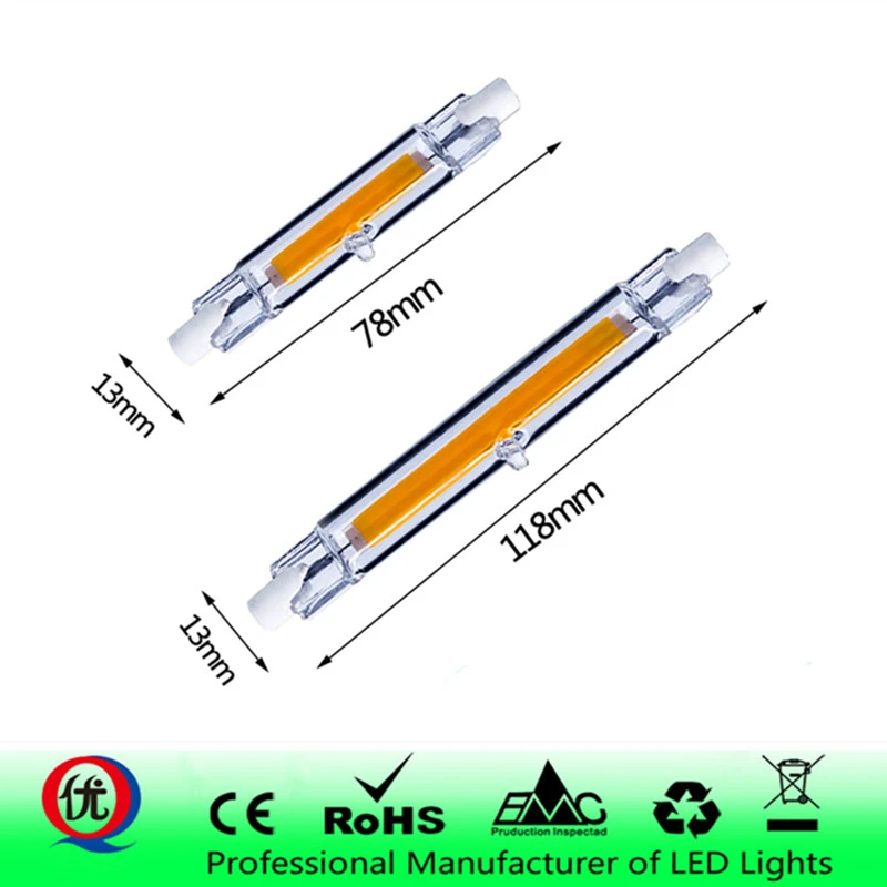 Opvoeding diefstal Manier Led Cob R7s Glass Tube 15w 30w Instead Of Halogen Lamp 220v - 240v 78mm  118mm Energy Saving Powerful R7s Led Bulb - Led Bulbs & Tubes - AliExpress