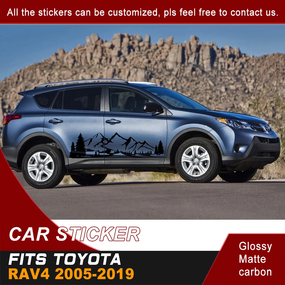 

Car Sticker Fit For Toyota Rav4 Racing Mountain Tree Grid Styling Side Door Stripe Graphic Vinyl Car Accessories Decals Custom