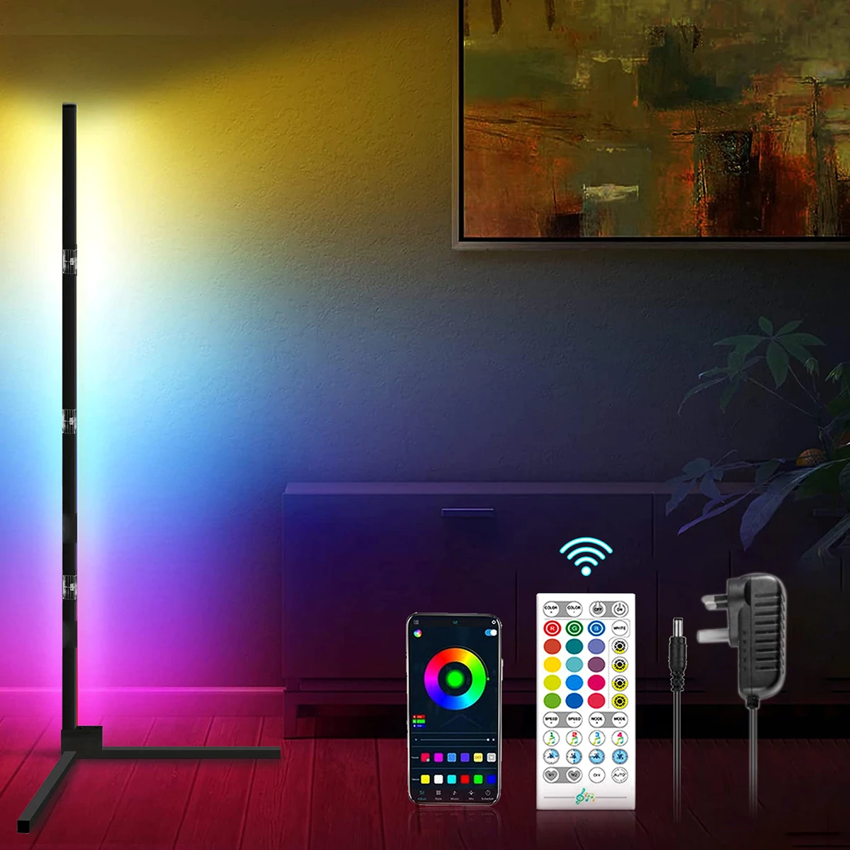 RGB Угловой светодиодный напольный светильник прикроватная лампа для спальни