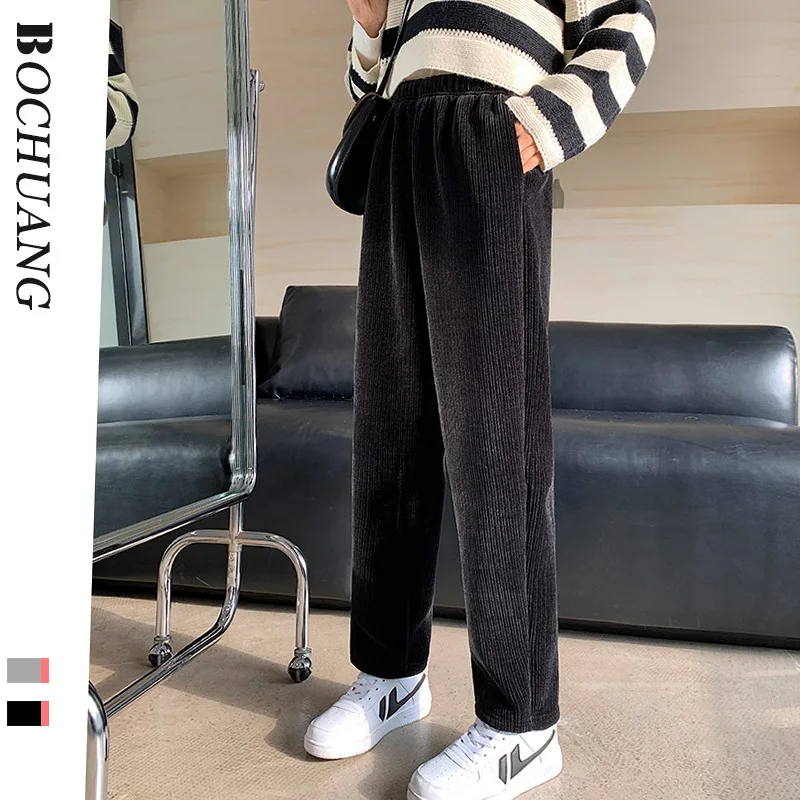 Pantaloni da nonna in ciniglia autunno e inverno da donna foderati in pile  ispessiti ritagliati sottili pantaloni larghi pantaloni Casual papà  Harem|Pants \u0026 Capris| - AliExpress