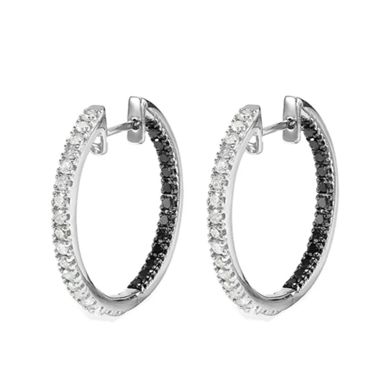 Black Awn 2020 New Classic 925 Sterling Silver Round Black Trendy Spinel Engagement Hoop Earrings for Women Fine Jewelry I189 Black Awn 2020 New Classic 925 Sterling Silver Round Black Trendy Spinel Engagement Hoop Earrings for Women Fine Jewelry I189