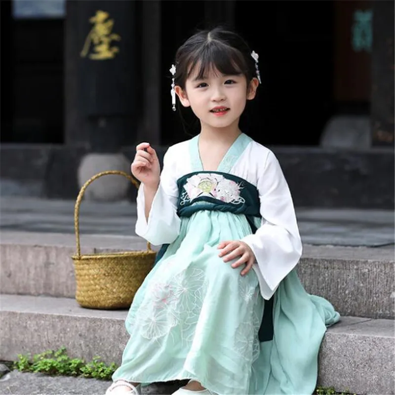 Женское традиционное платье в стиле ханбок, корейский народный танец, древний костюм, вечерние платья в Корейском стиле с вышивкой для девочек, Детский жакет принцессы, юбка