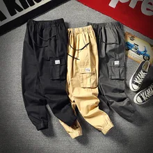 Комбинезоны, пара, новые, повседневные, мульти-карманные, спортивные, мужские, самосовершенствование, камуфляж, брюки, луч ноги, девять штанов, сплошной цвет